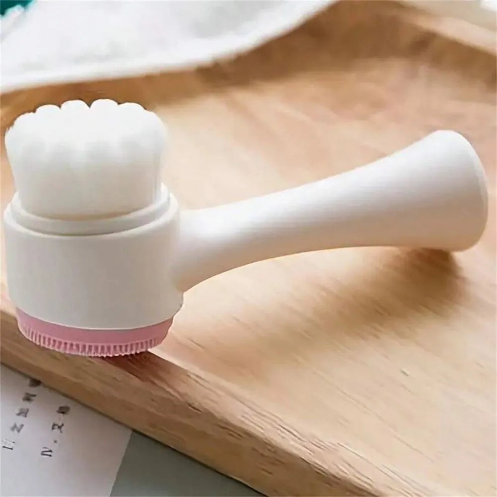 Blue nylon pet grooming brush with gentle bristles for dog and cat coat massage
