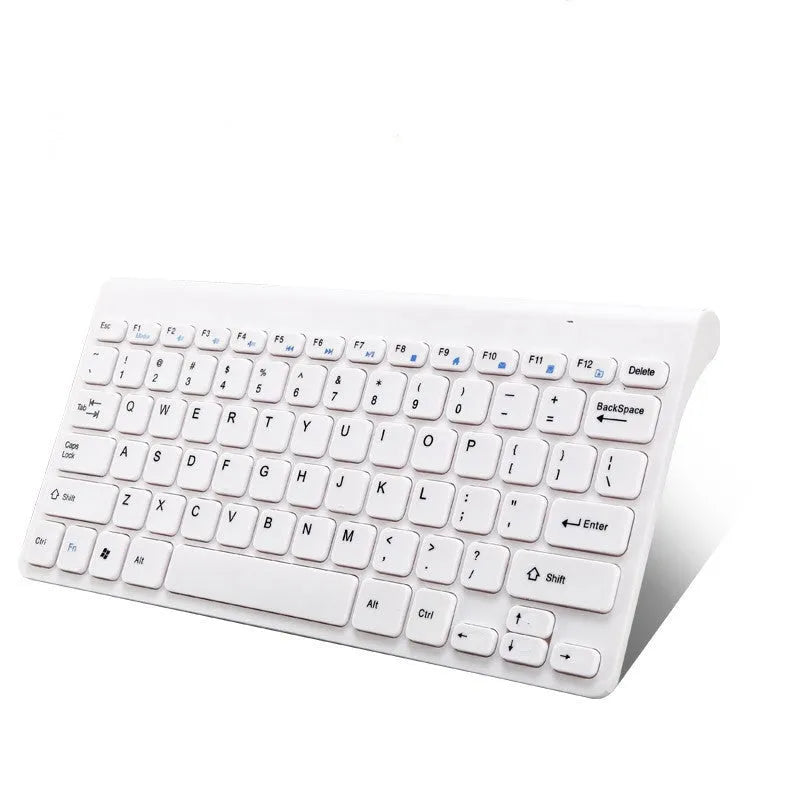 Black wireless keyboard and mouse set with 78 keys and 4-button mouse on desk