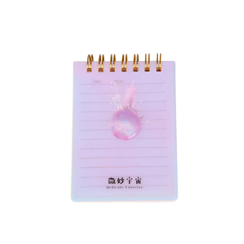 A7 spiral-bound pocket notebook with coil binding and PP plastic cover in four design colour options