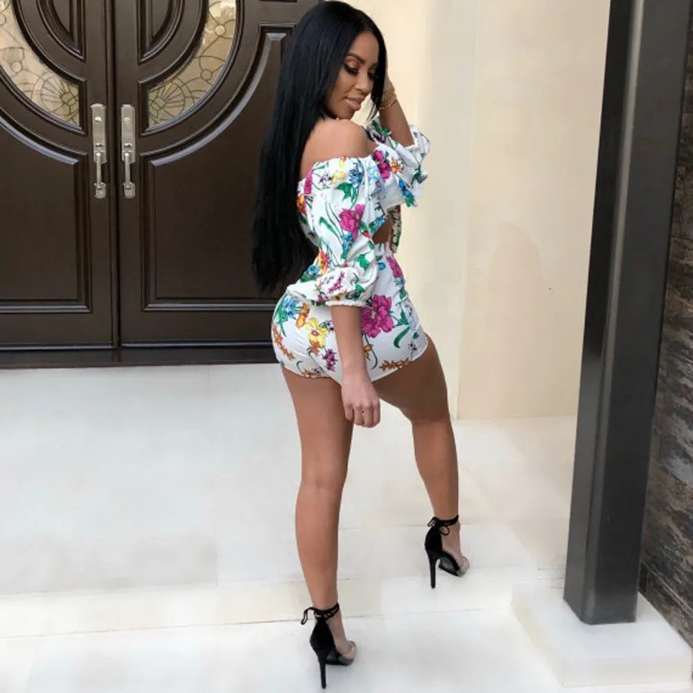 Women's multicolour digital print two-piece suit with pile sleeves and matching shorts