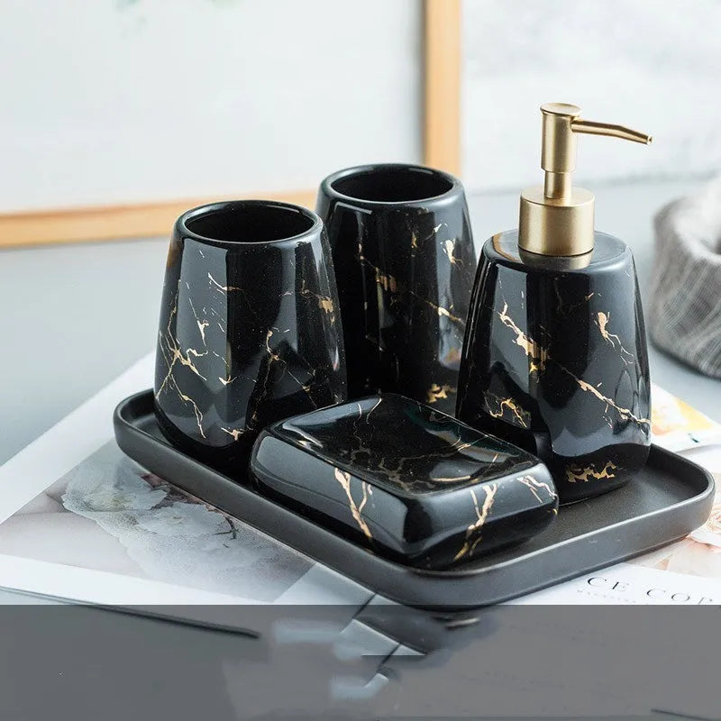 Ceramic bathroom wash set in light luxury style with decal process treatment