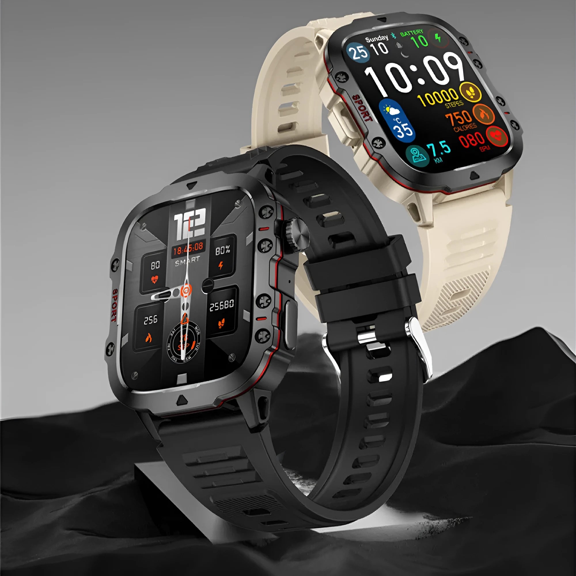 QX11 Smart Bluetooth Watch with TFT touch screen showing fitness tracking functions