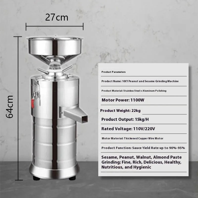 ZX-100Y electric sesame paste grinding machine with stainless steel grinding wheel