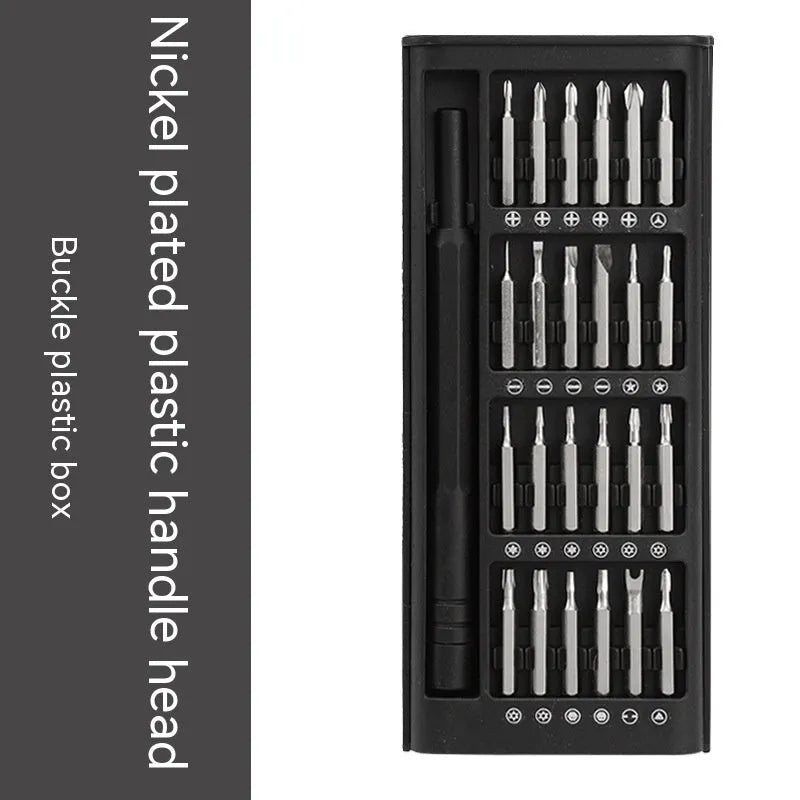 24-in-1 precision magnetic screwdriver tool set with aluminium handle and 4mm bits on a white background.