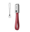 20cm leather USB lightning cable in red black and brown with zinc alloy connector