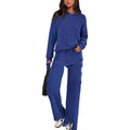Women's polyester leisure sportswear suit in long sleeve top and matching trousers