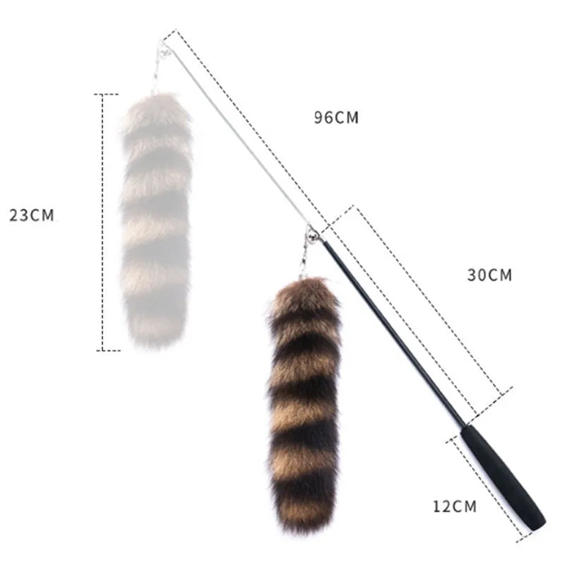 Black cat toy wand with 42 metre elastic string for interactive feline play