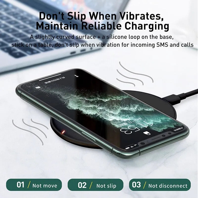 Baseus rough series 15W wireless charging pad for mobile phones in black or white