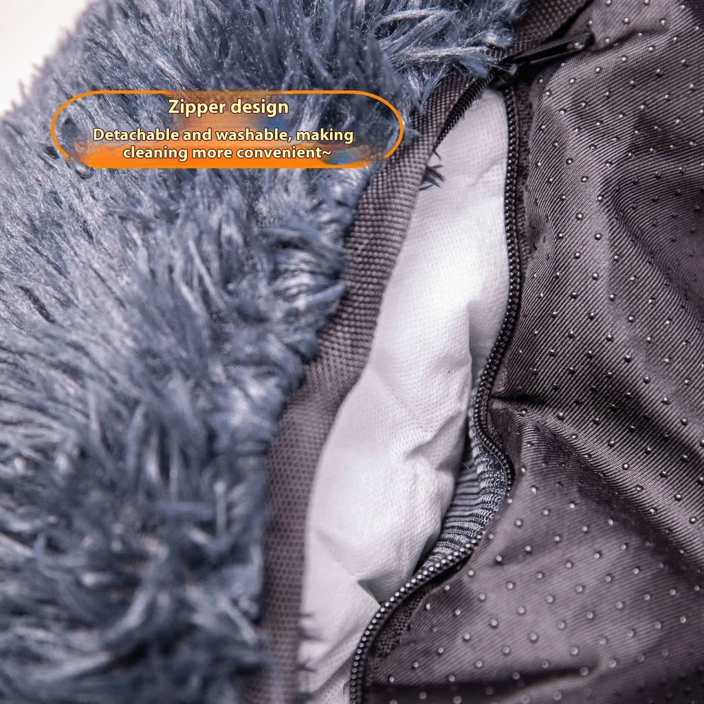 Beige thermal-thickened cloth pet mat placed on a car seat.