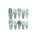 Plastic nail art decoration set with Camellia colour gradient chain, diamond pattern, bow and butterfly designs in sizes XS S M L