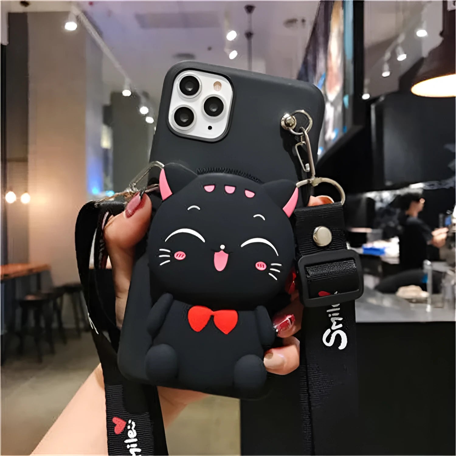 Cartoon camouflage patterned silicone wallet case for Huawei smartphones in various colours.