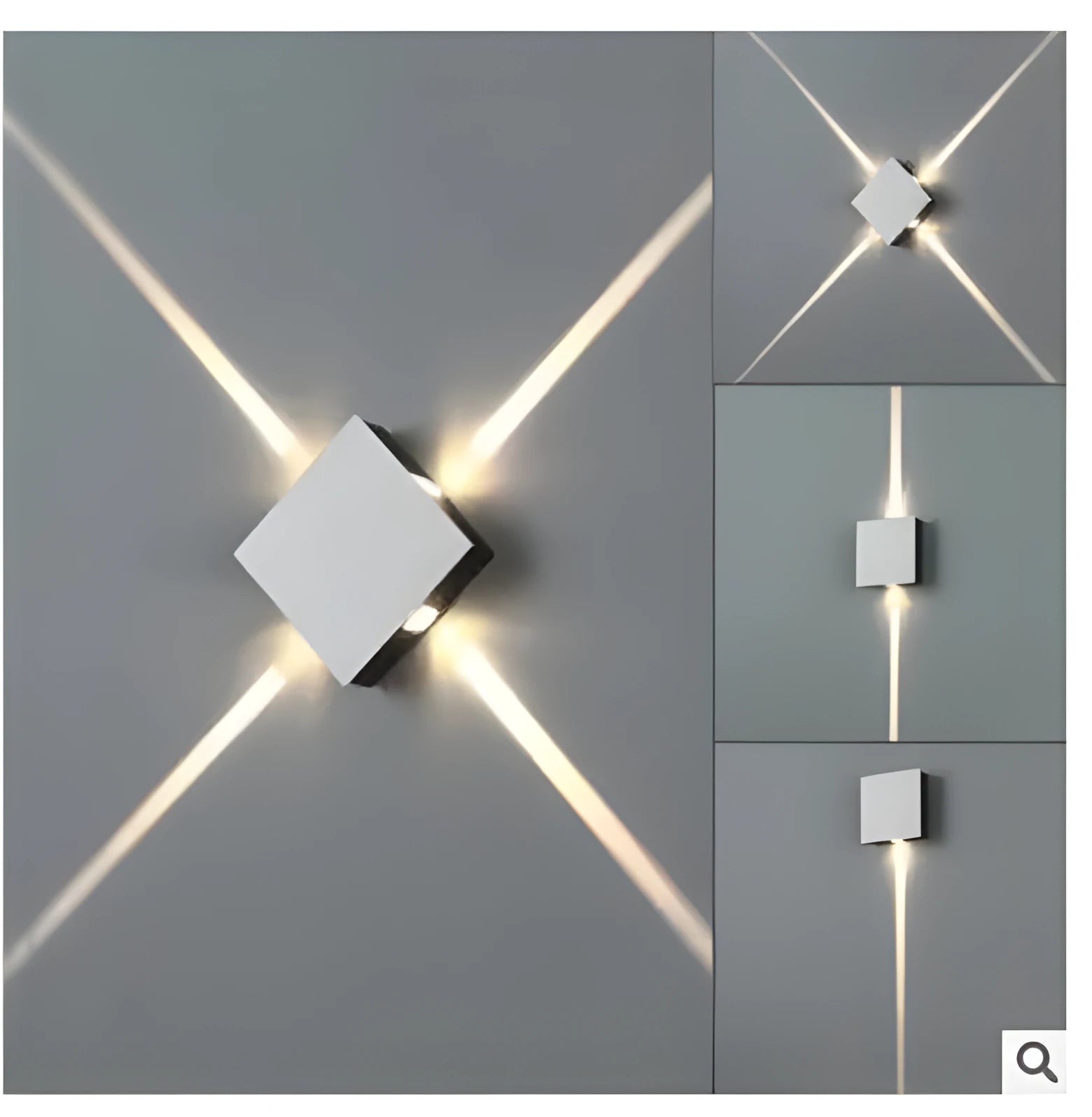 Modern square and round aluminium LED wall light with iron shade in warm white or white.