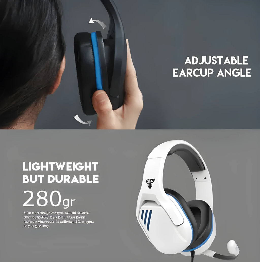 MH86 black and white esports gaming headset with microphone and 2m cable