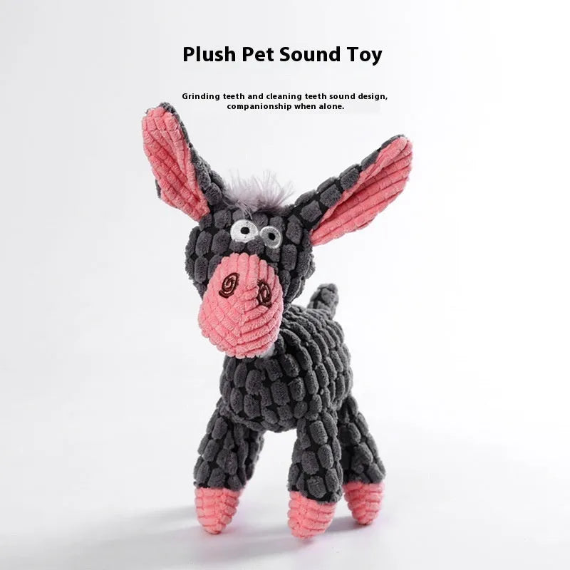 Plush bite-resistant dog toy in blue elephant style for puppies and chewers.