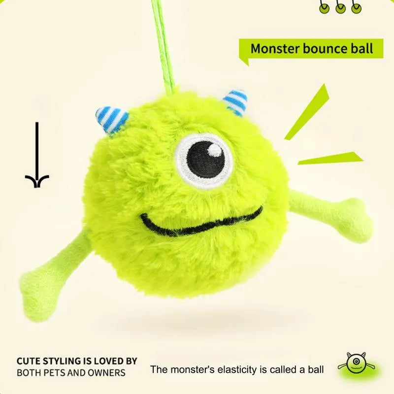 Green plush and TPR dog toy ball with sound interactive feature for teething puppies.