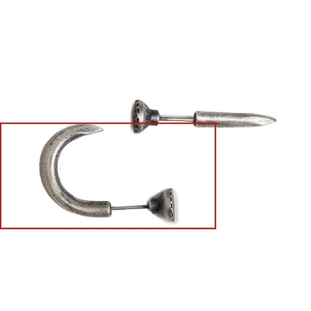 S925 sterling silver nail-shaped stud earrings in straight and curved punk designs