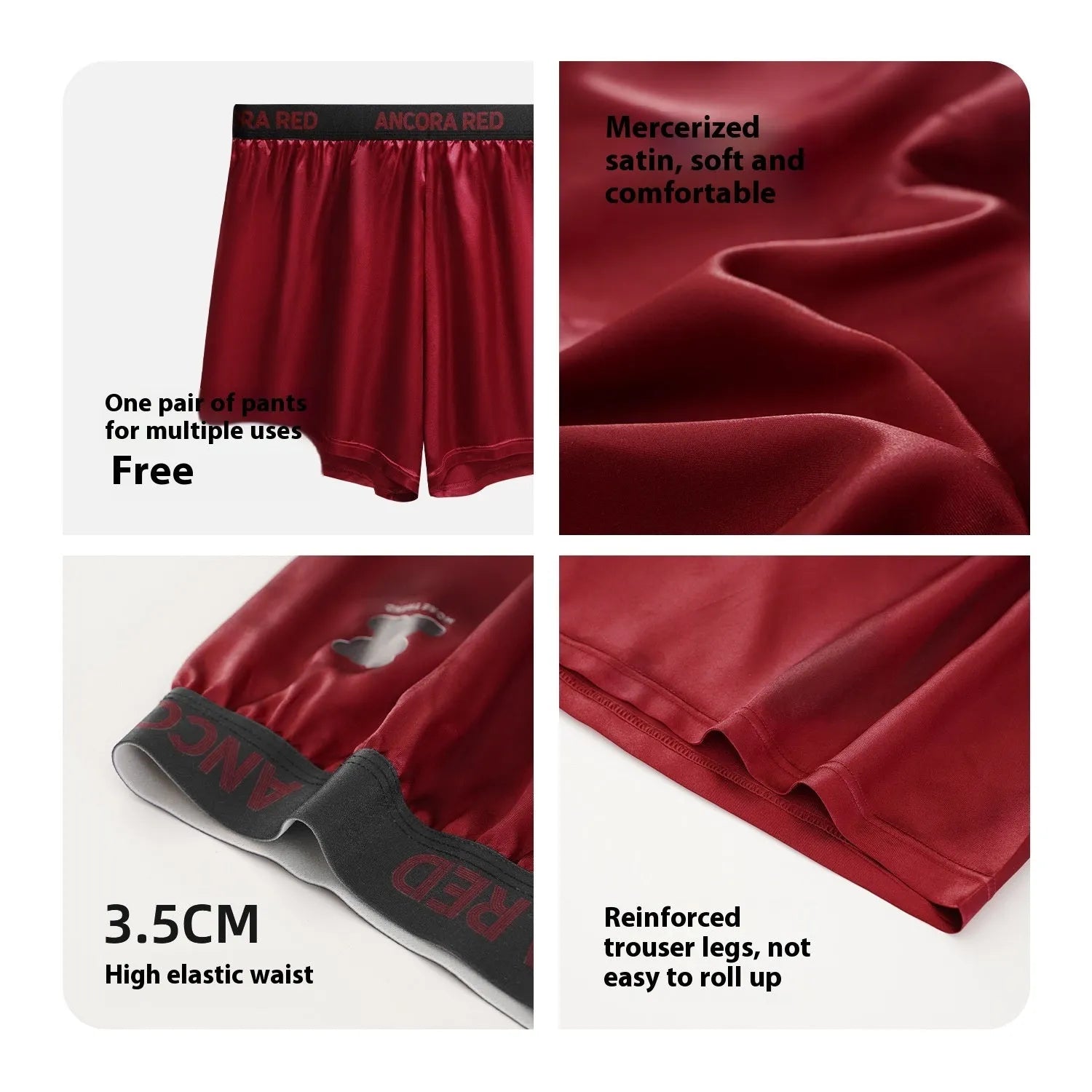 Solid colour men's knitted polyester boxer briefs on a white background showing mid-waist fit