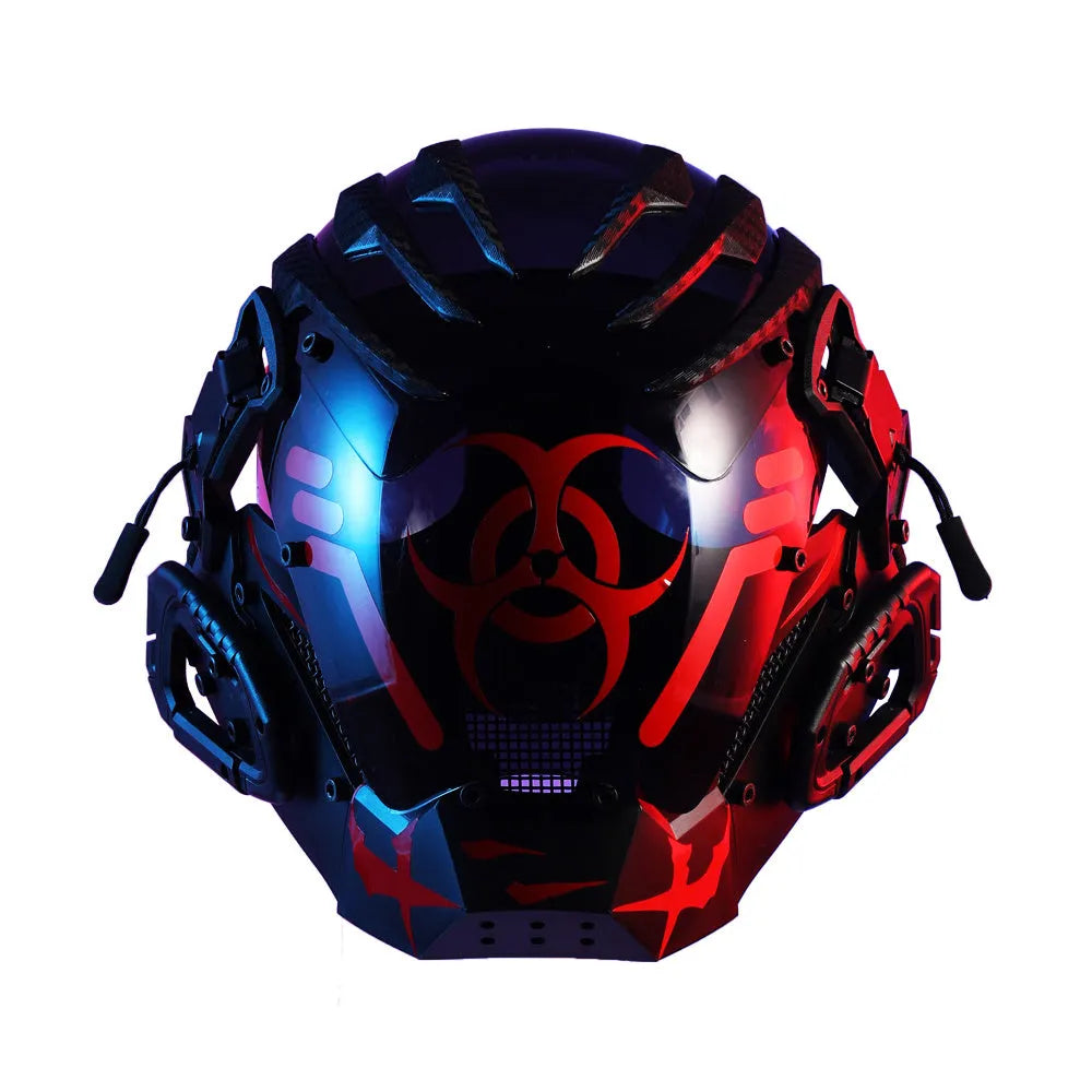 Black bioweapon tech creative prop mask with full face coverage for costume events
