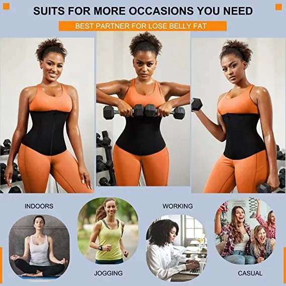 Neoprene adjustable abdominal girdle for waist shaping and sports support in blue or silver.