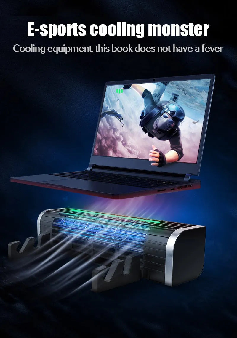 Aluminium laptop cooling pad with dual 120mm fans and metal mesh top
