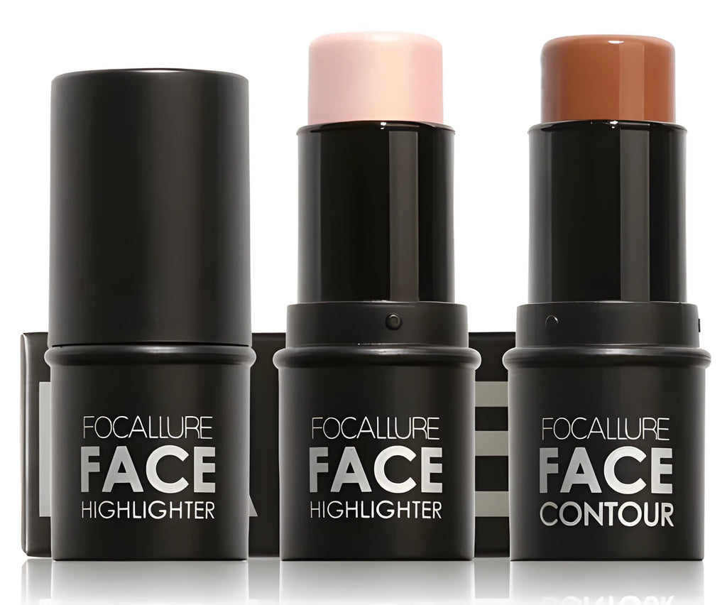 Makeup contour highlighter palette with four shades labelled A, B, C, and D for facial sculpting.