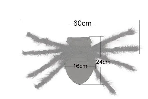 Black pet spider costume for dogs and cats, plush and felt cloth dress-up outfit in sizes S and M