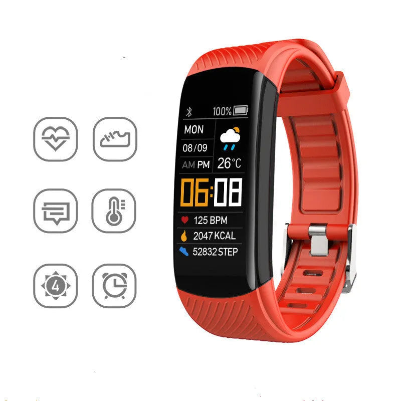 Waterproof silicone pedometer bracelet with touch screen display in multiple colour options