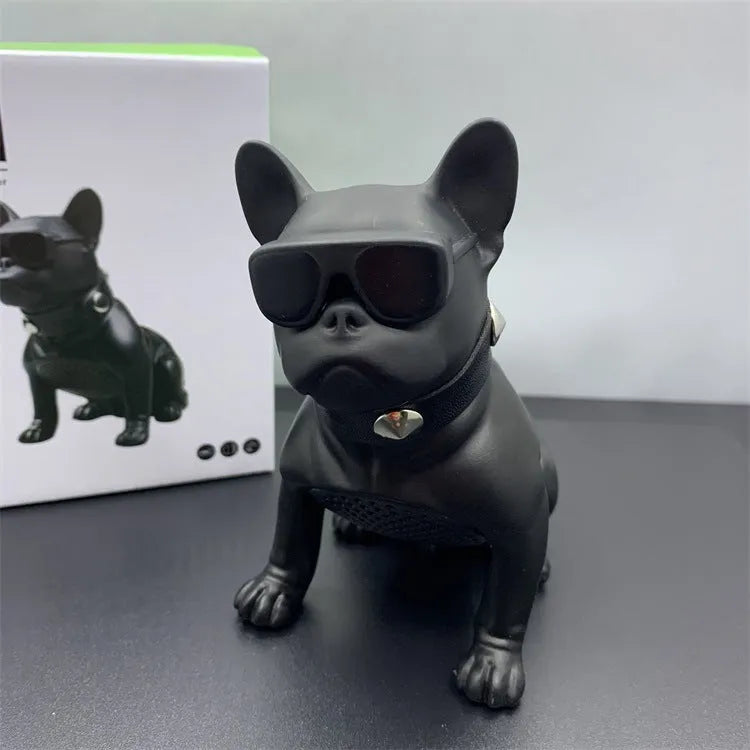 Mini bulldog-shaped Bluetooth wireless speaker in black, red, or white colours