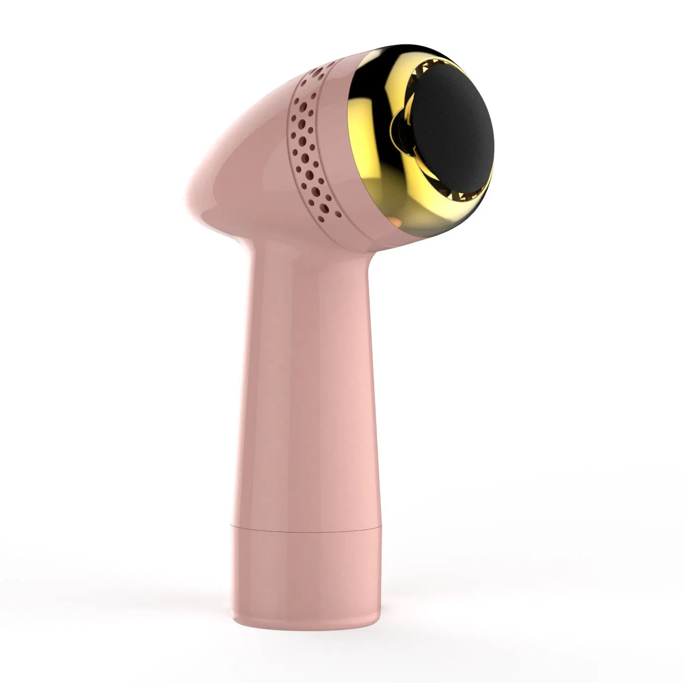 Electric vacuum foot grinder with quartz head in gold colour, showing battery and callus removal function.