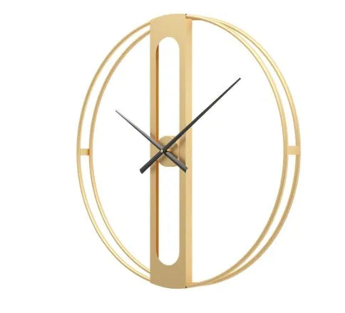 50cm round metal wall clock in black or gold colour with quartz movement