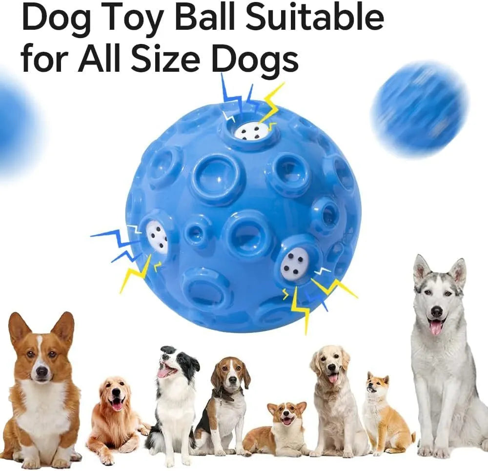 Colourful rubber dog toy ball with textured surface for chewing and teeth cleaning