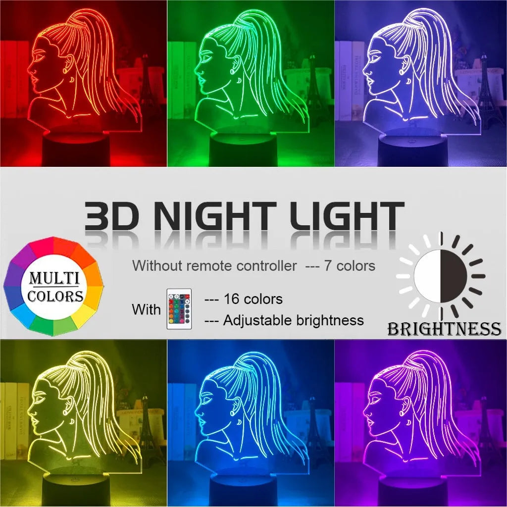 European style 3D acrylic night light showing colourful LED illumination through the sculpted shade.
