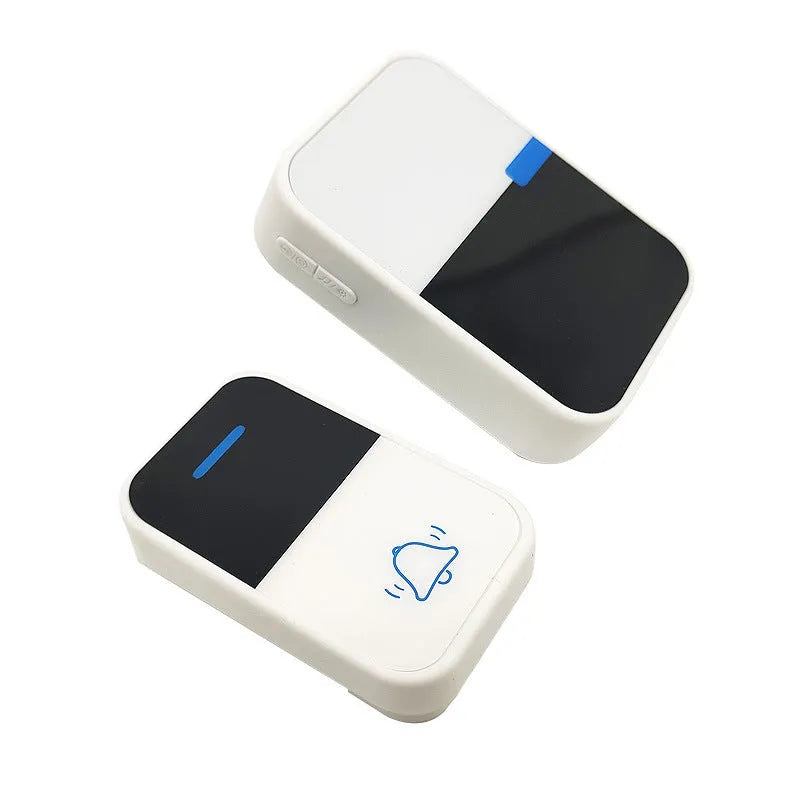 White plastic wireless doorbell receiver and transmitter units for long-range home alerts