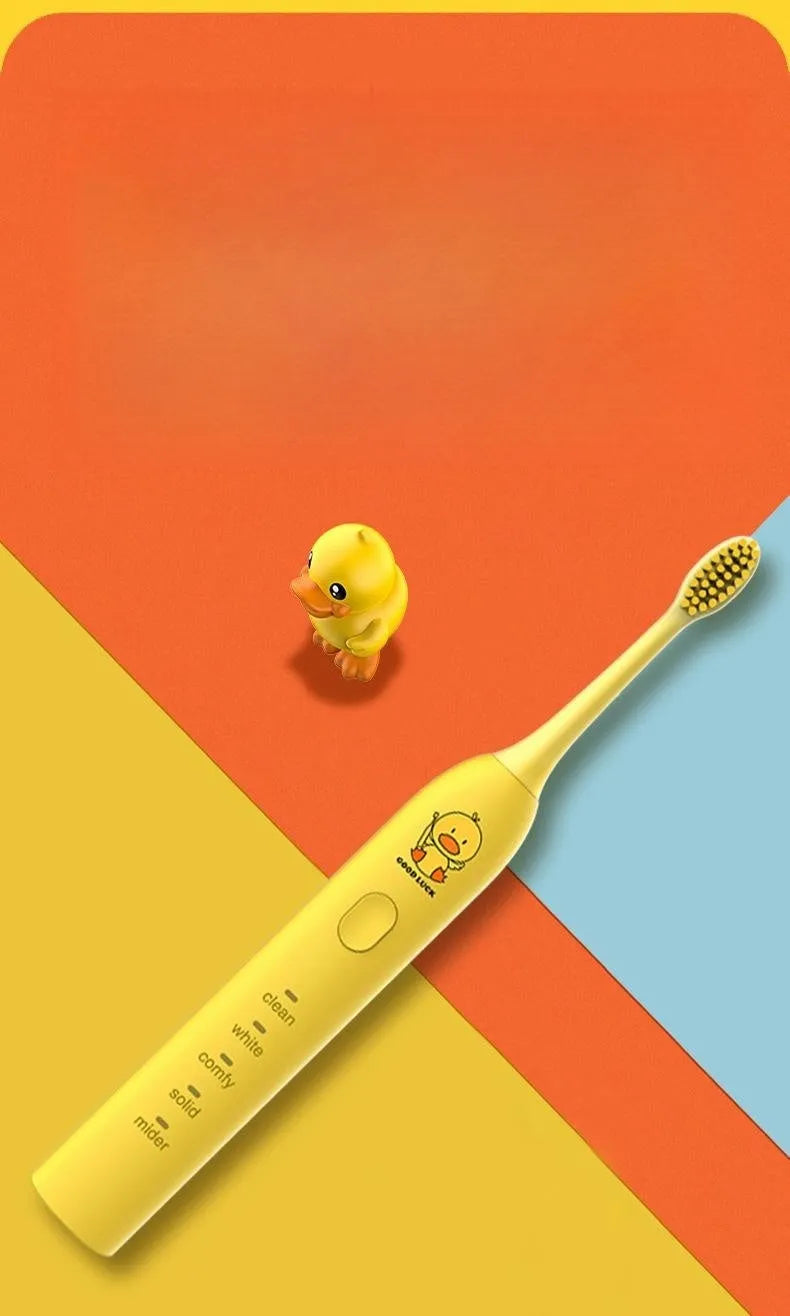 Yellow duck design USB rechargeable adult electric toothbrush with soft bristles