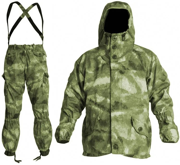 Men's special forces style tactical combat suit in cotton blend fabric, featuring a jacket and trousers.