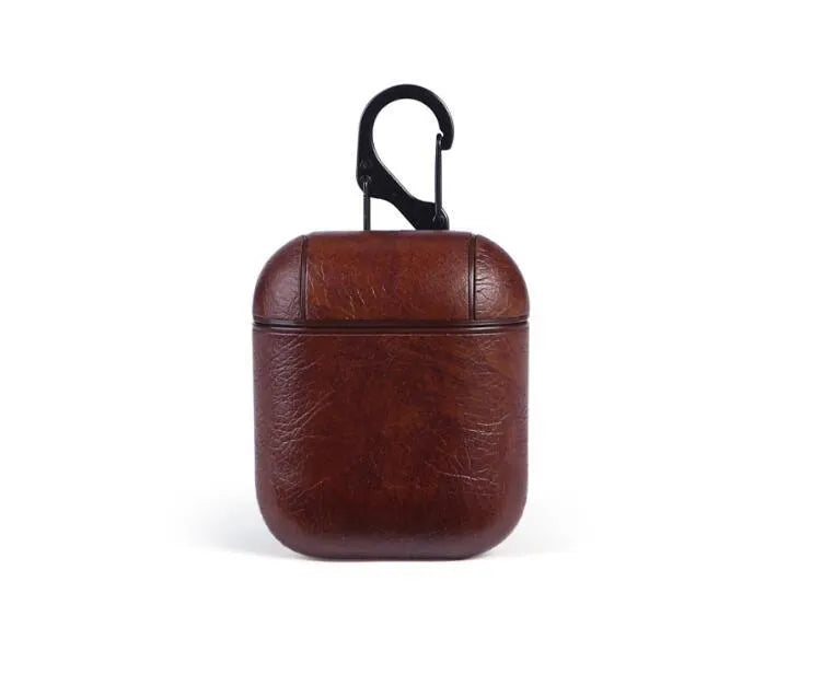 Genuine leather AirPods protective case in black, brown, light brown and red colour options