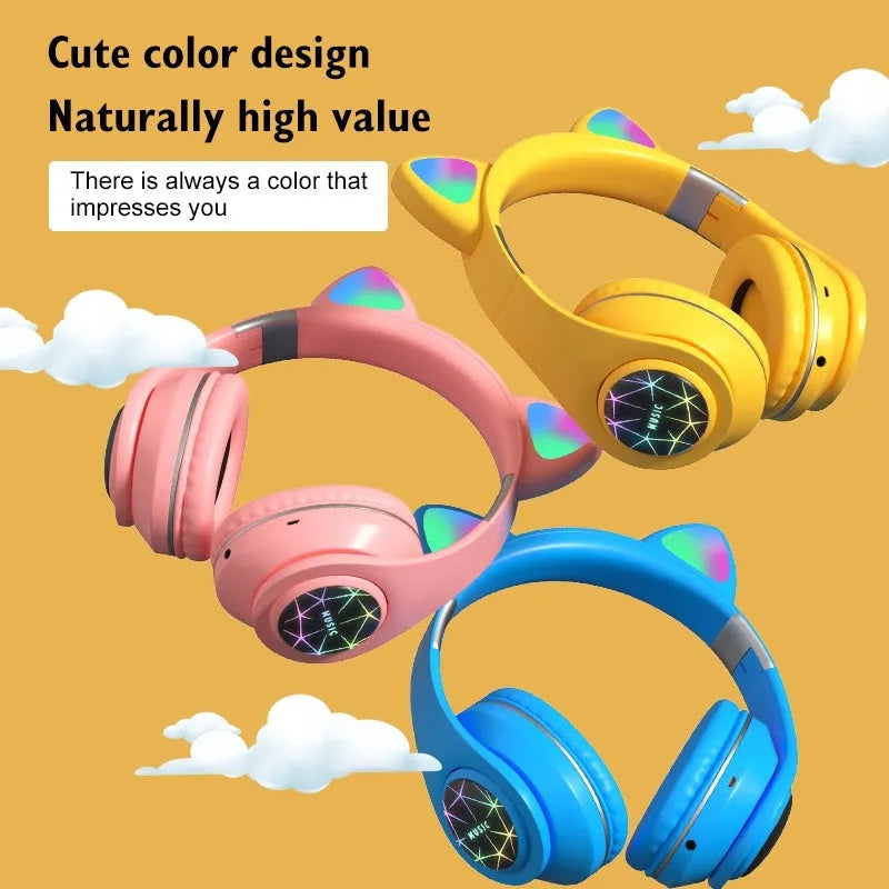 Cat ear wireless Bluetooth sports headset in six colour options with head-mounted design