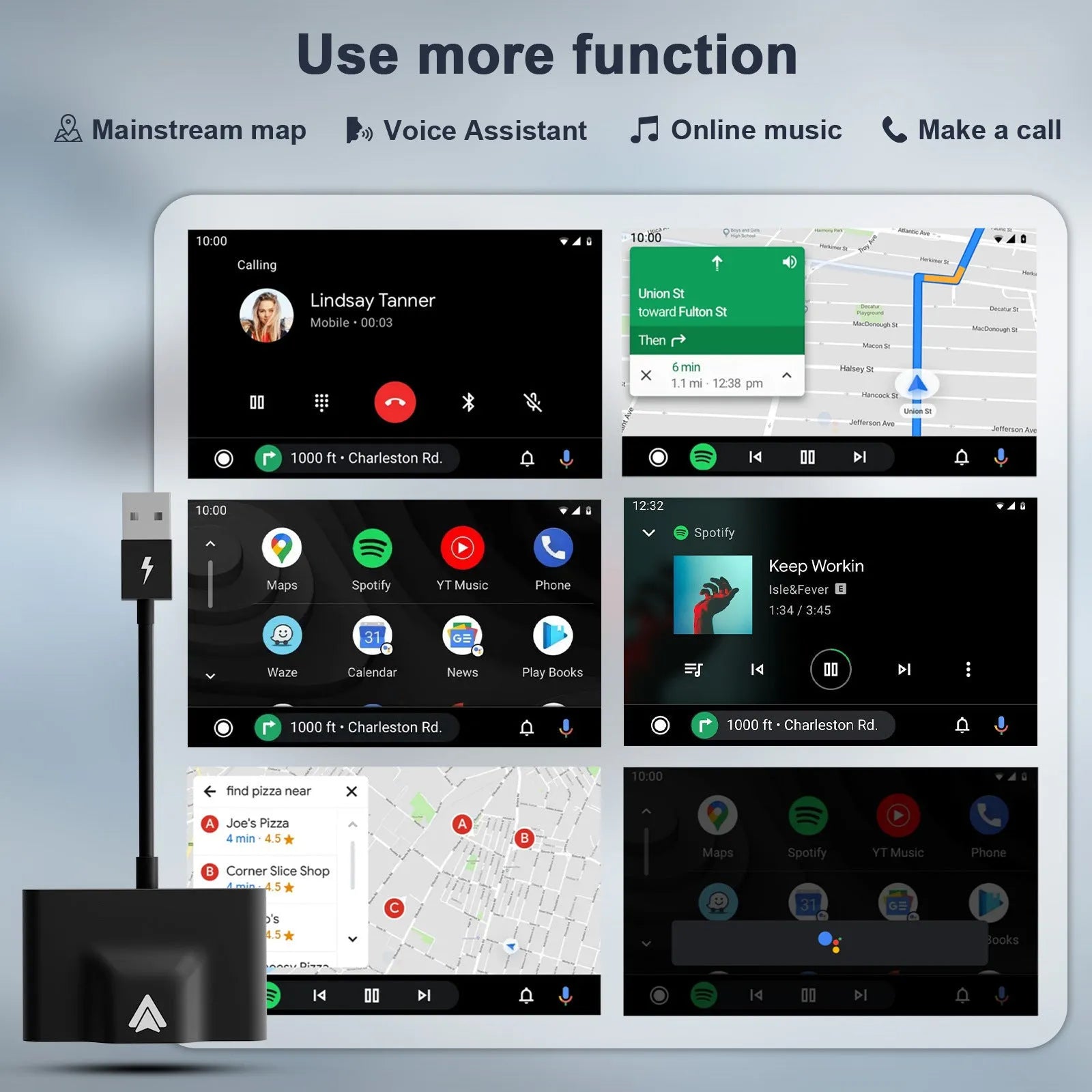 Original Car Wireless Android Auto Adaptor converting USB to wireless for Android phones in vehicles with CarPlay.
