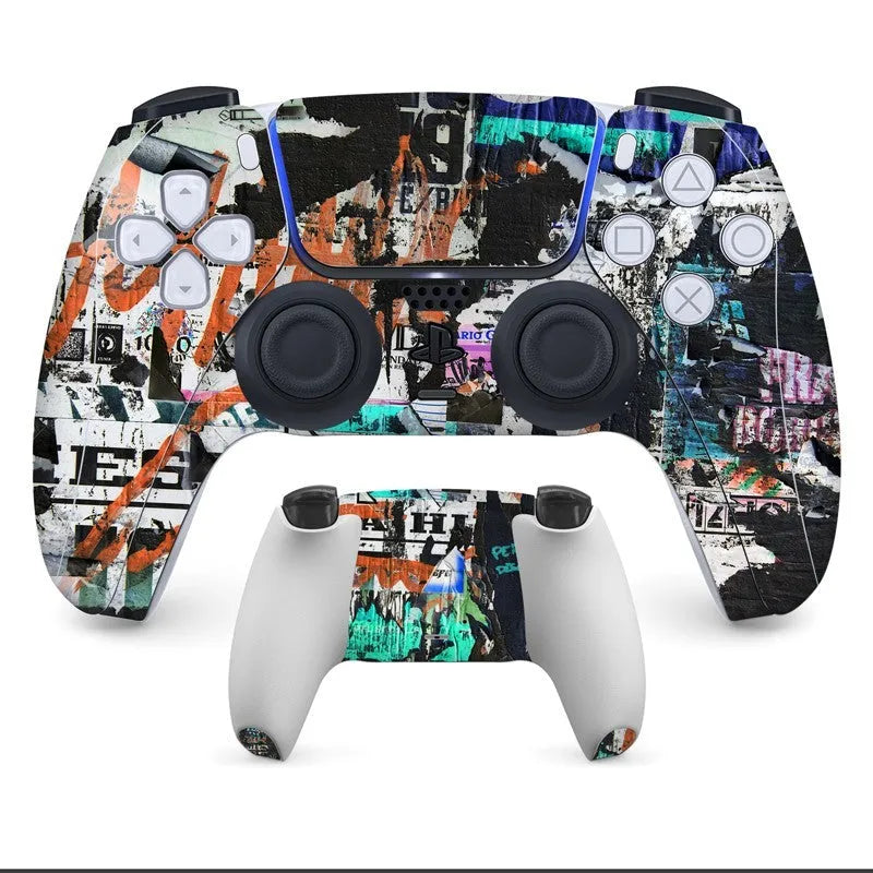 PS5 controller protective stickers set with micro-frosted PVC surface showing front and back pieces
