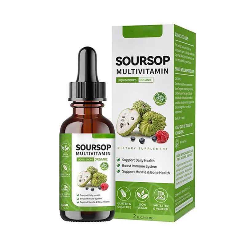 60ml bottle of prickly fruit and lychee flavoured care drops for adults in Annona Prickly Fruit style.