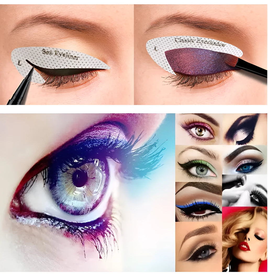 Set of 4 reusable flexible eyeliner sticker templates for eye makeup application