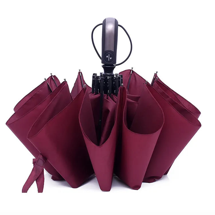Large black business promotional umbrella with automatic opening and steel rib construction