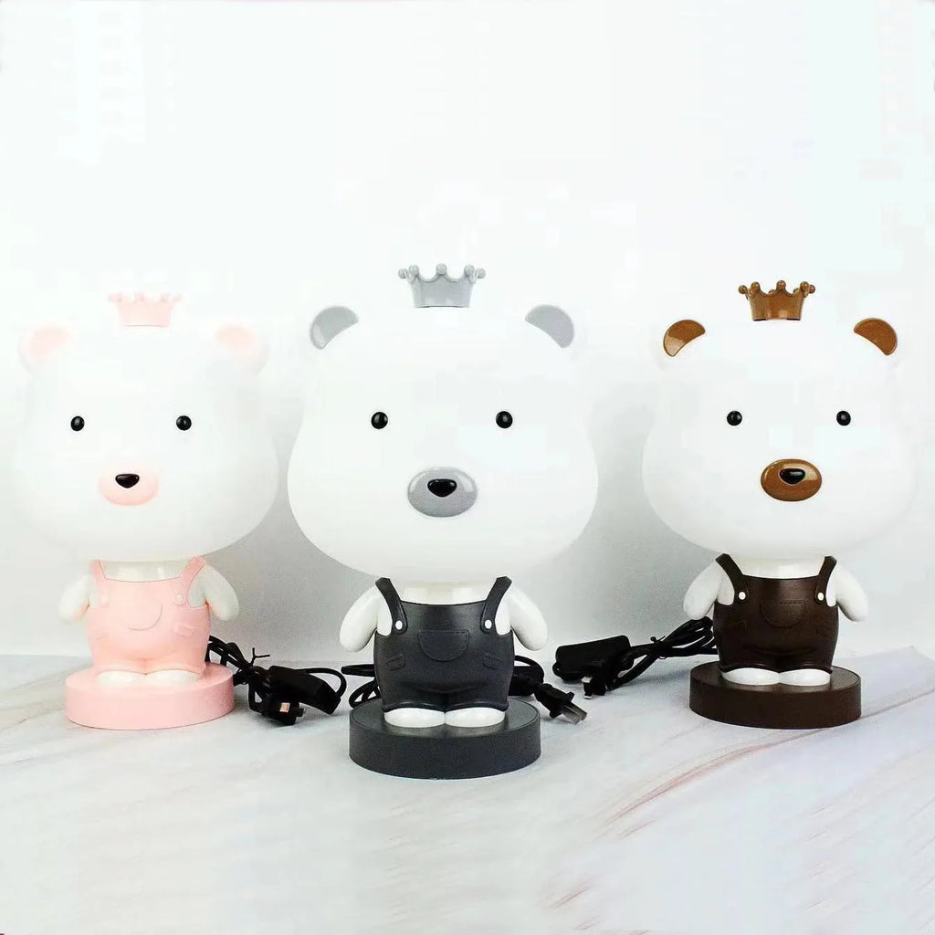 Cartoon animal table lamp with plastic shade in bear, cattle, rabbit or tiger design