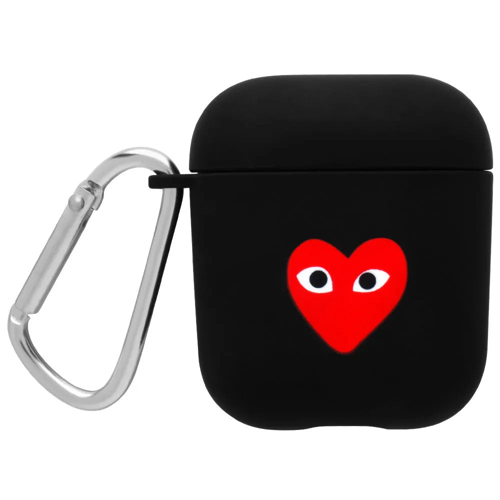PC hard shell AirPods case cover with decorative pattern in black or pink colours