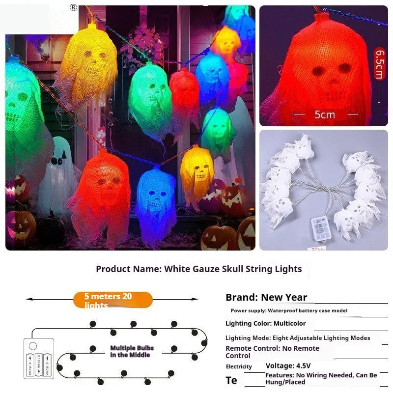 Halloween coloured LED fairy lights with battery box for indoor wall decoration.