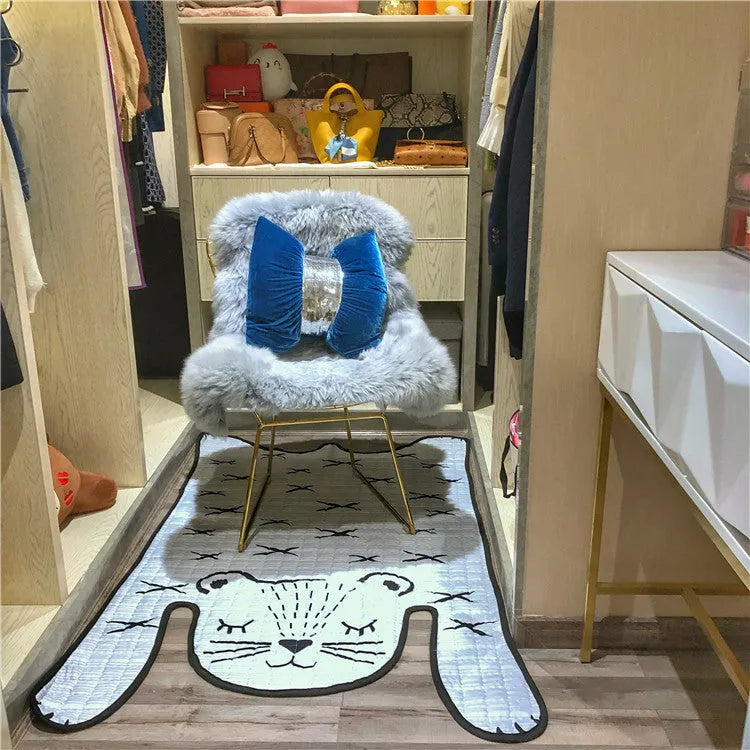 White tiger cotton baby play mat, 130x190cm or 100x140cm, 0.5cm thick, for living room floor play