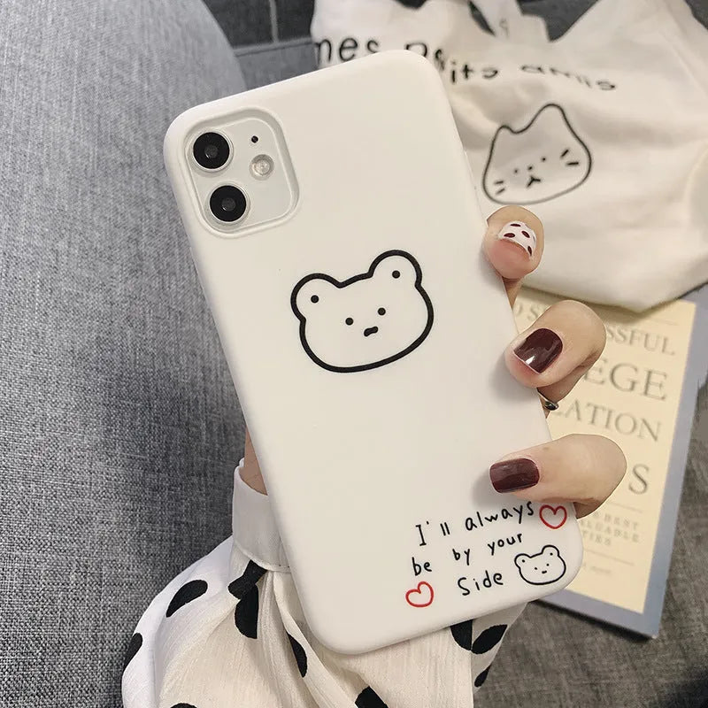 Soft silicone mobile phone case with a cartoon bear design for Apple iPhone models