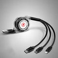 Telescopic charging cable extended to 120 cm length with titanium alloy connectors