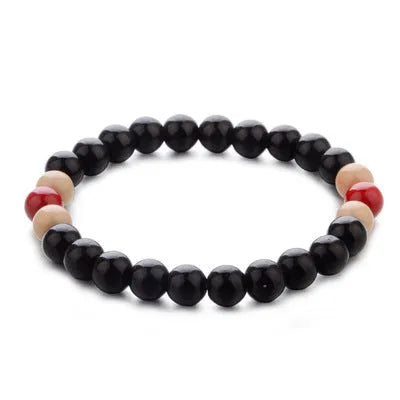 Natural stone bead bracelet with lava stones for essential oils on wrist
