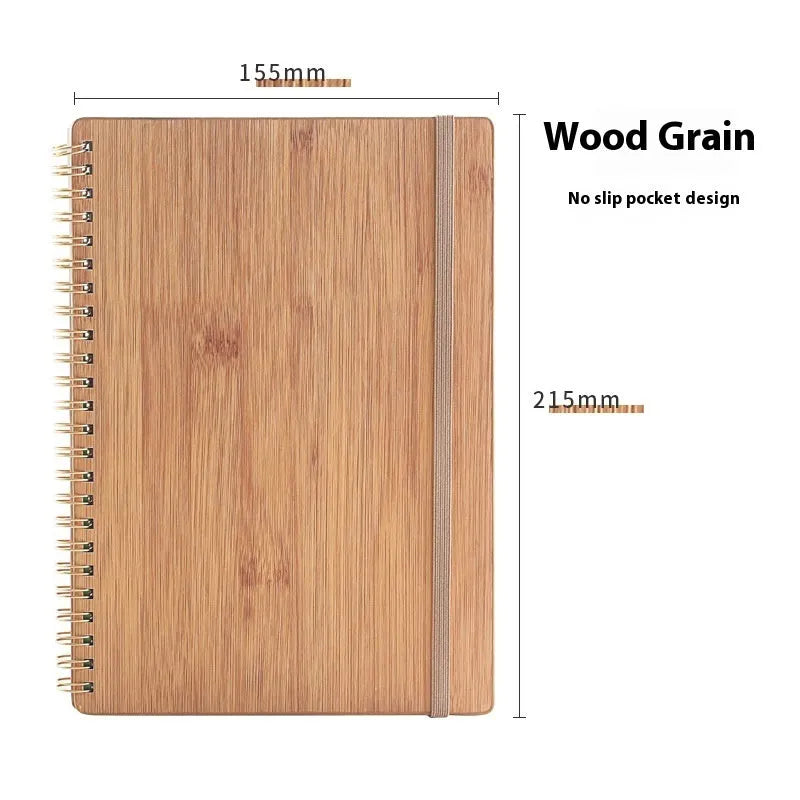 A5 erasable coil notebook with stone paper, open to show reusable pages and included pen, with custom cover options displayed.